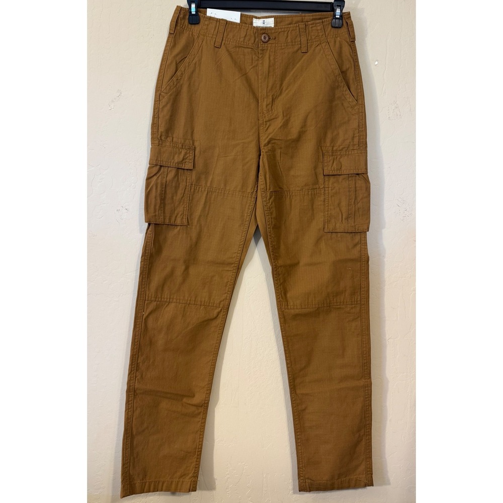 Mutual Weave Cargo Pants‎ Men 30x32 Brown Relaxed Taper Ripstop Cotton Work NEW